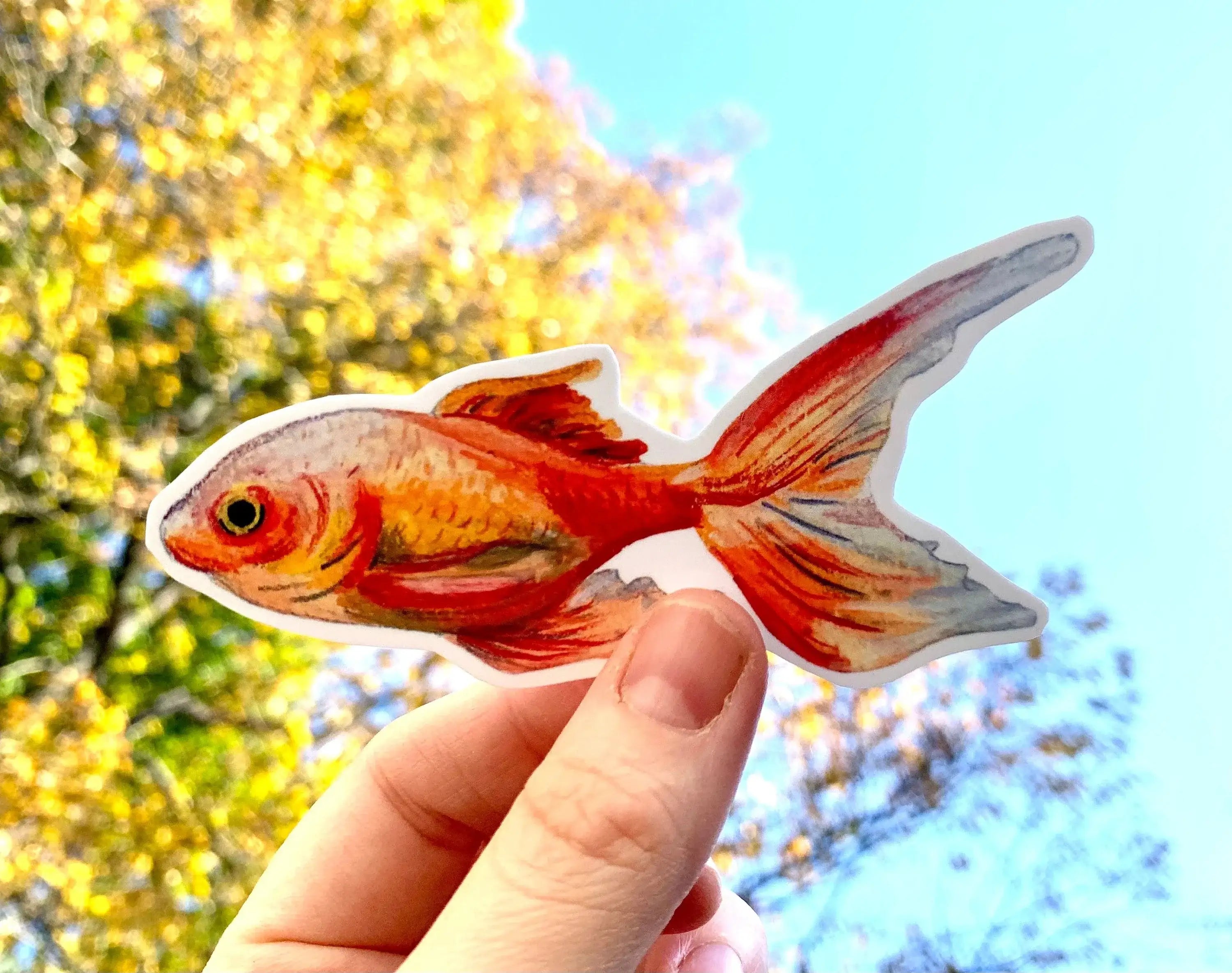 Goldfish weatherproof vinyl sticker