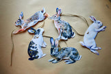 Rabbits Garland - illustrated hares paper banner - Easter bunny bunting
