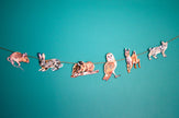 Woodland animals illustrated paper garland - owl, rabbit, bobcat, deer, mouse, and squirrel forest creatures banner -