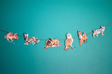 Woodland animals illustrated paper garland - owl, rabbit, bobcat, deer, mouse, and squirrel forest creatures banner -