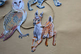 Woodland animals illustrated paper garland - owl, rabbit, bobcat, deer, mouse, and squirrel forest creatures banner -