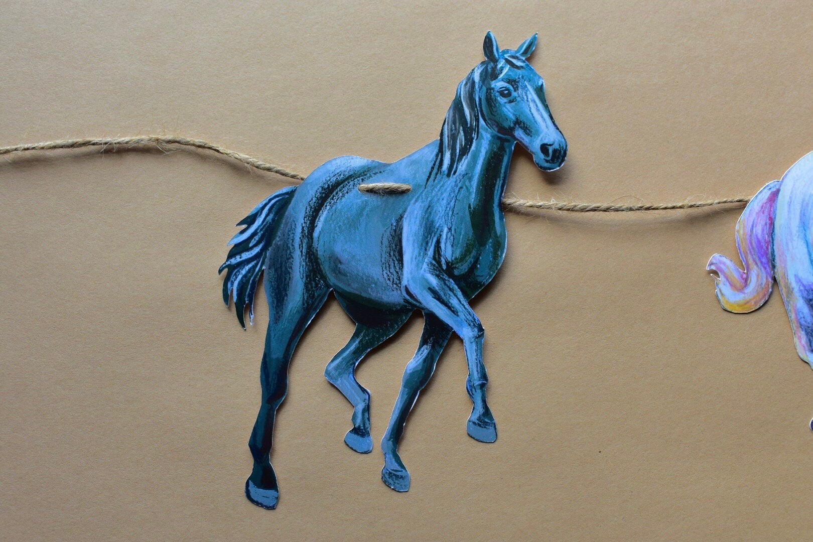 Horse Garland - illustrated paper garland - equestrian party decor - horse lover gift - horse nursery - cowgirl gift