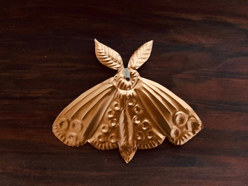 Moth Handmade Embossed Pressed Copper or Tin Wall Decoration