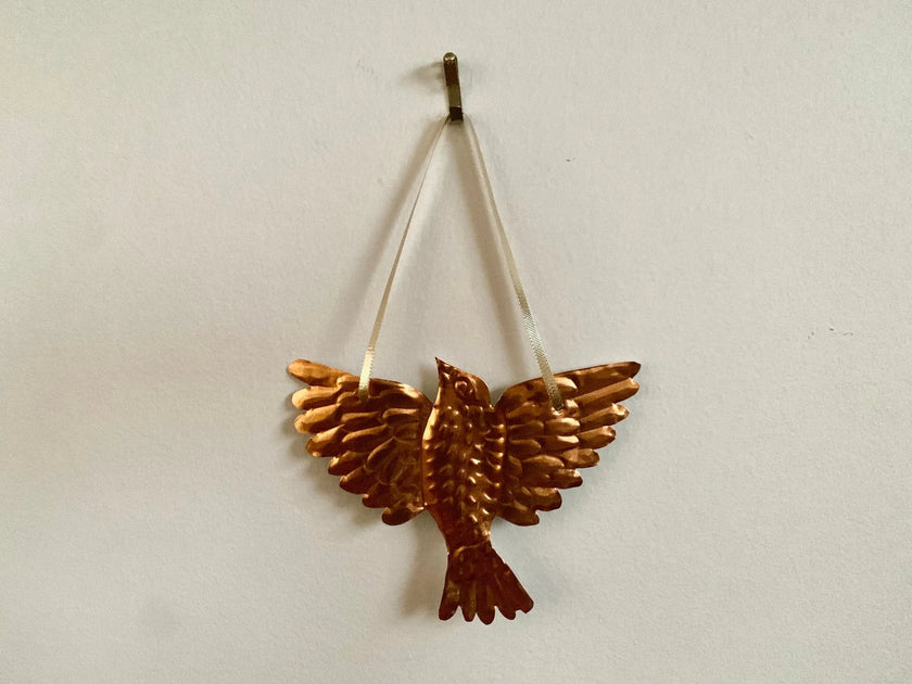 Bird Handmade Embossed Pressed Copper or Tin Wall Decoration in Folk art style