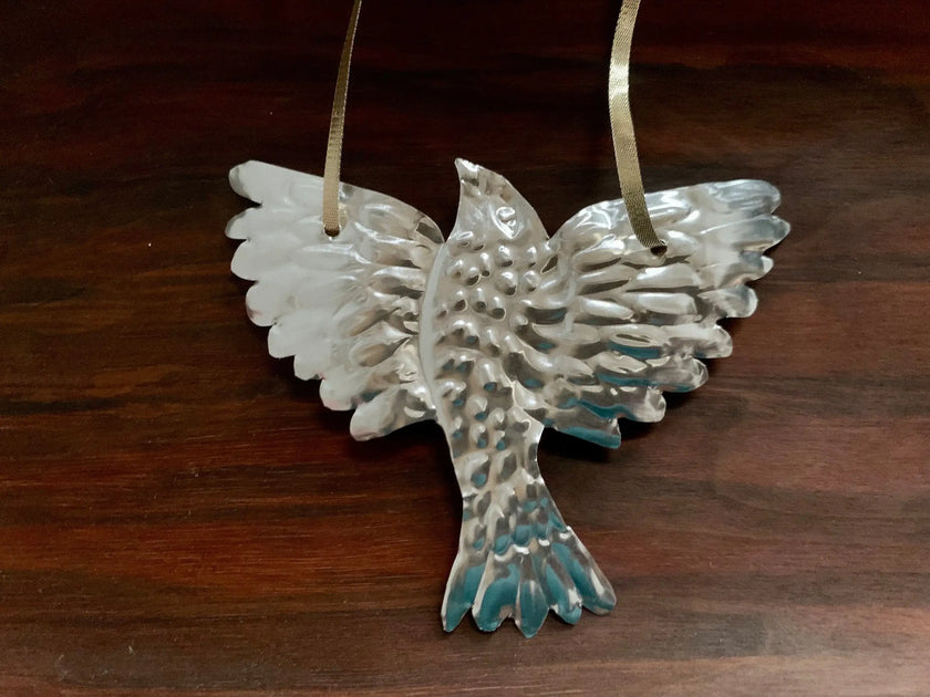 Bird Handmade Embossed Pressed Copper or Tin Wall Decoration in Folk art style