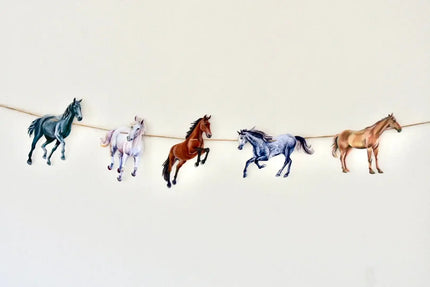 Horse Garland - illustrated paper garland - equestrian party decor - horse lover gift - horse nursery - cowgirl gift