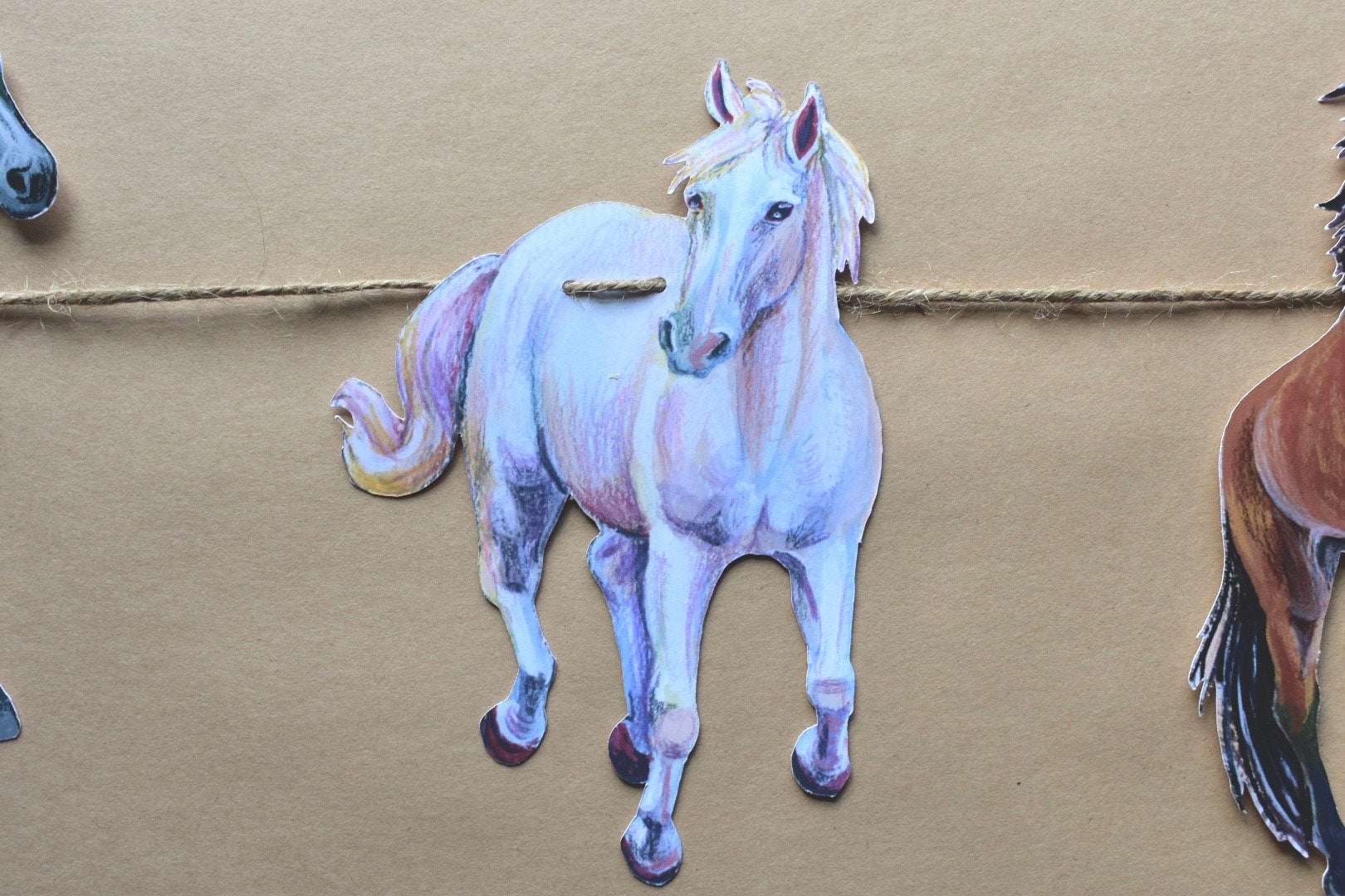 Horse Garland - illustrated paper garland - equestrian party decor - horse lover gift - horse nursery - cowgirl gift