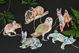 Woodland animals illustrated paper garland - owl, rabbit, bobcat, deer, mouse, and squirrel forest creatures banner -