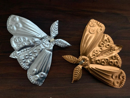Moth Handmade Embossed Pressed Copper or Tin Wall Decoration