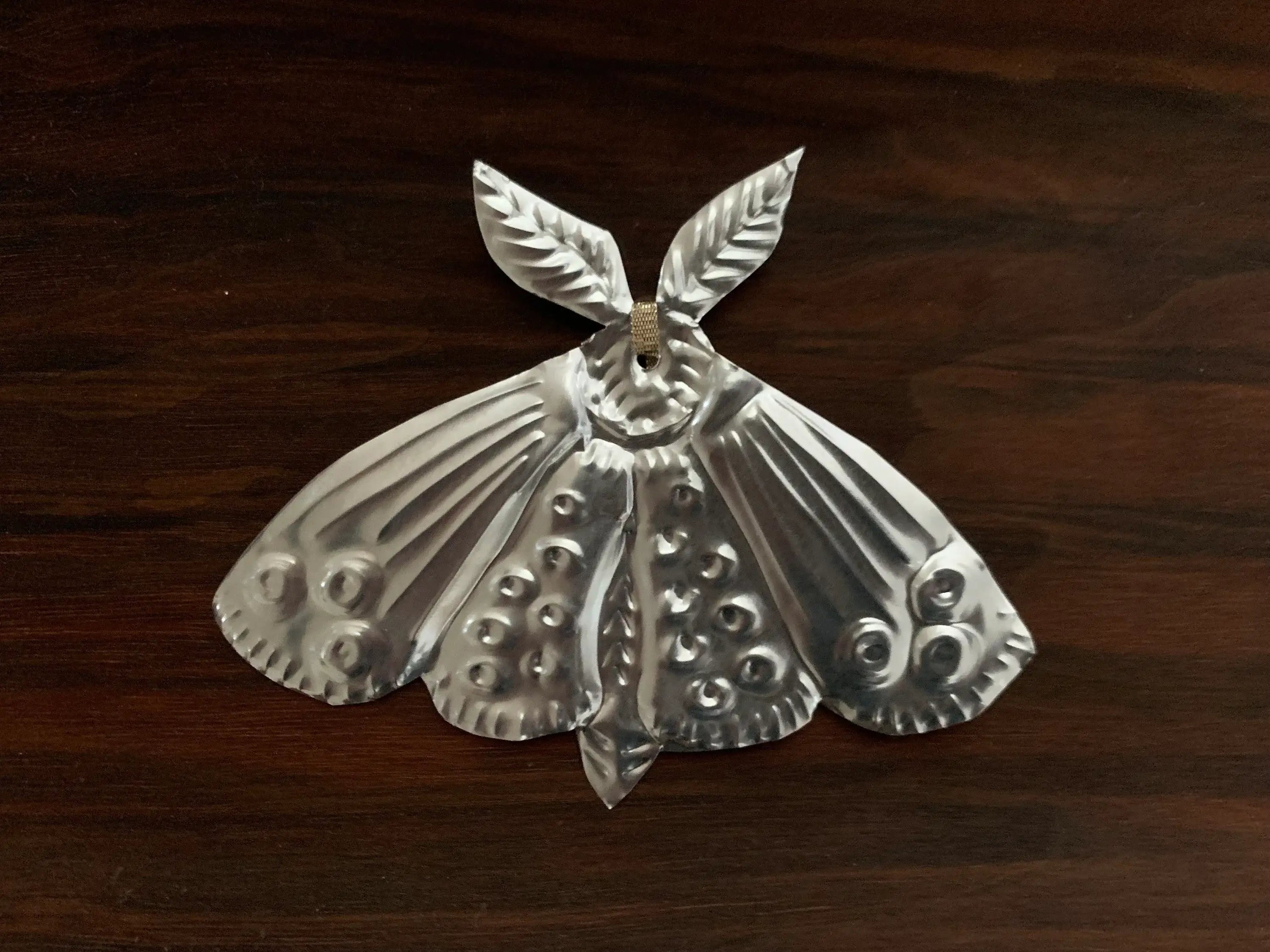 Moth Handmade Embossed Pressed Copper or Tin Wall Decoration