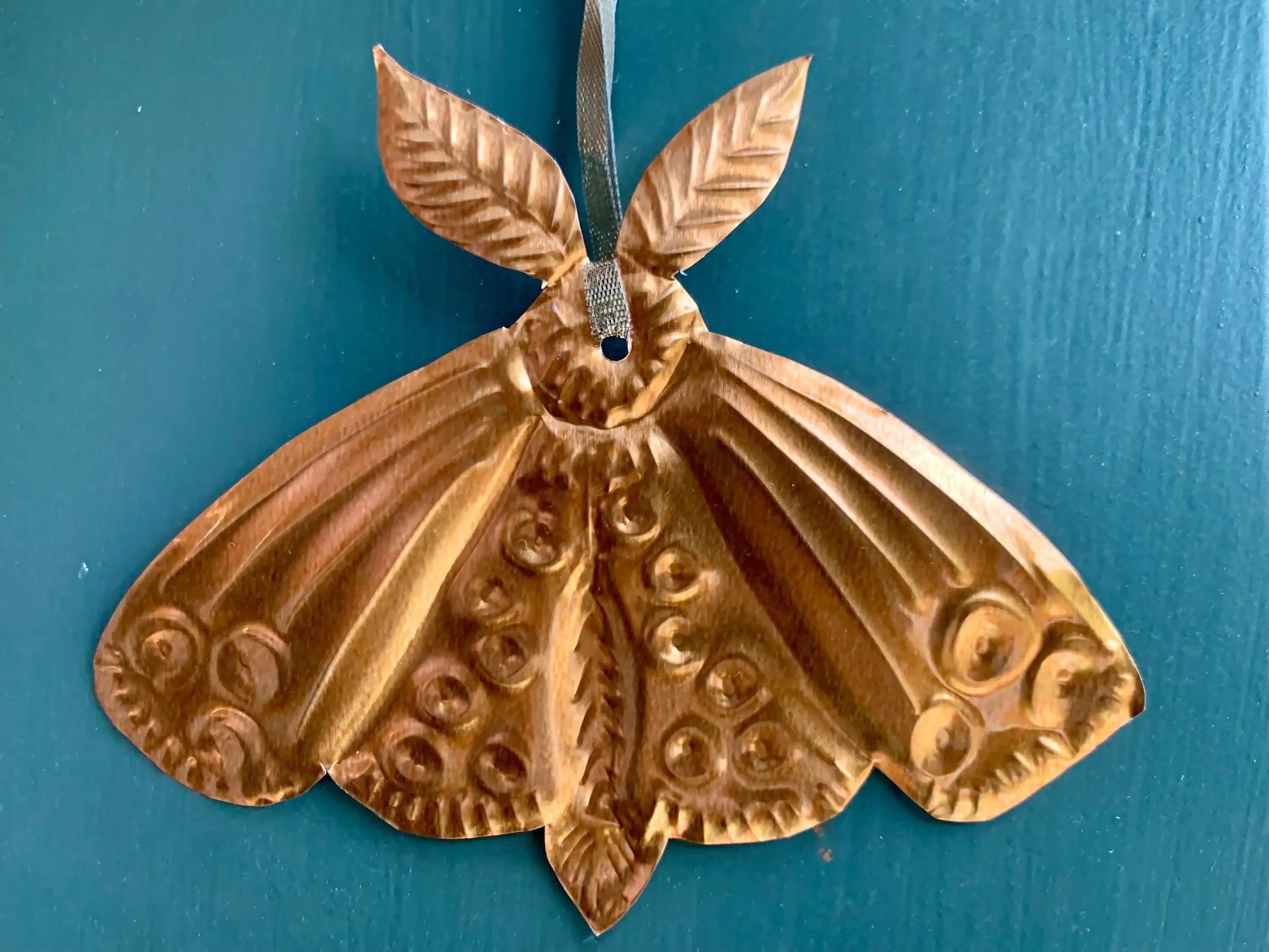 Moth Handmade Embossed Pressed Copper or Tin Wall Decoration