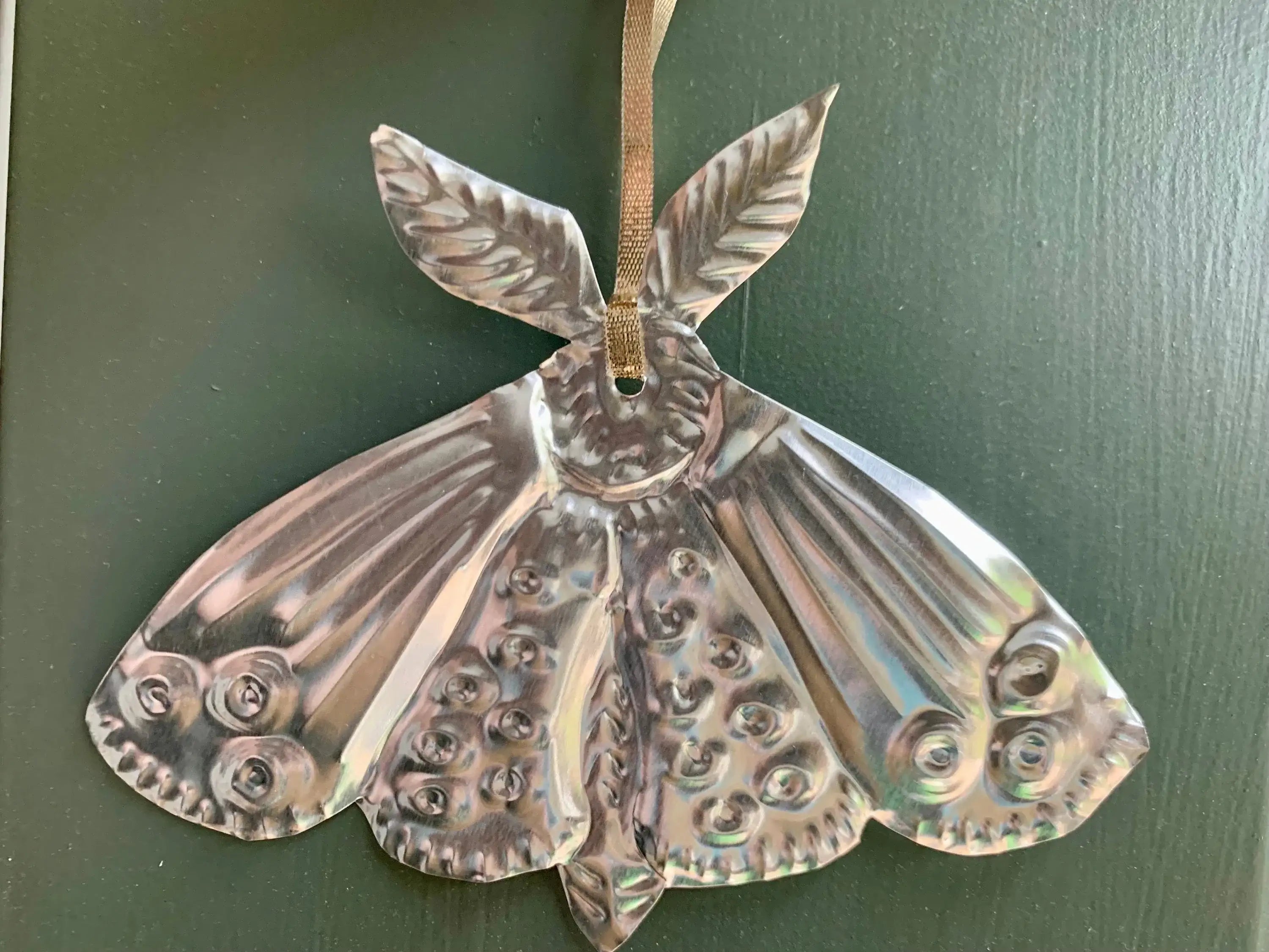 Moth Handmade Embossed Pressed Copper or Tin Wall Decoration