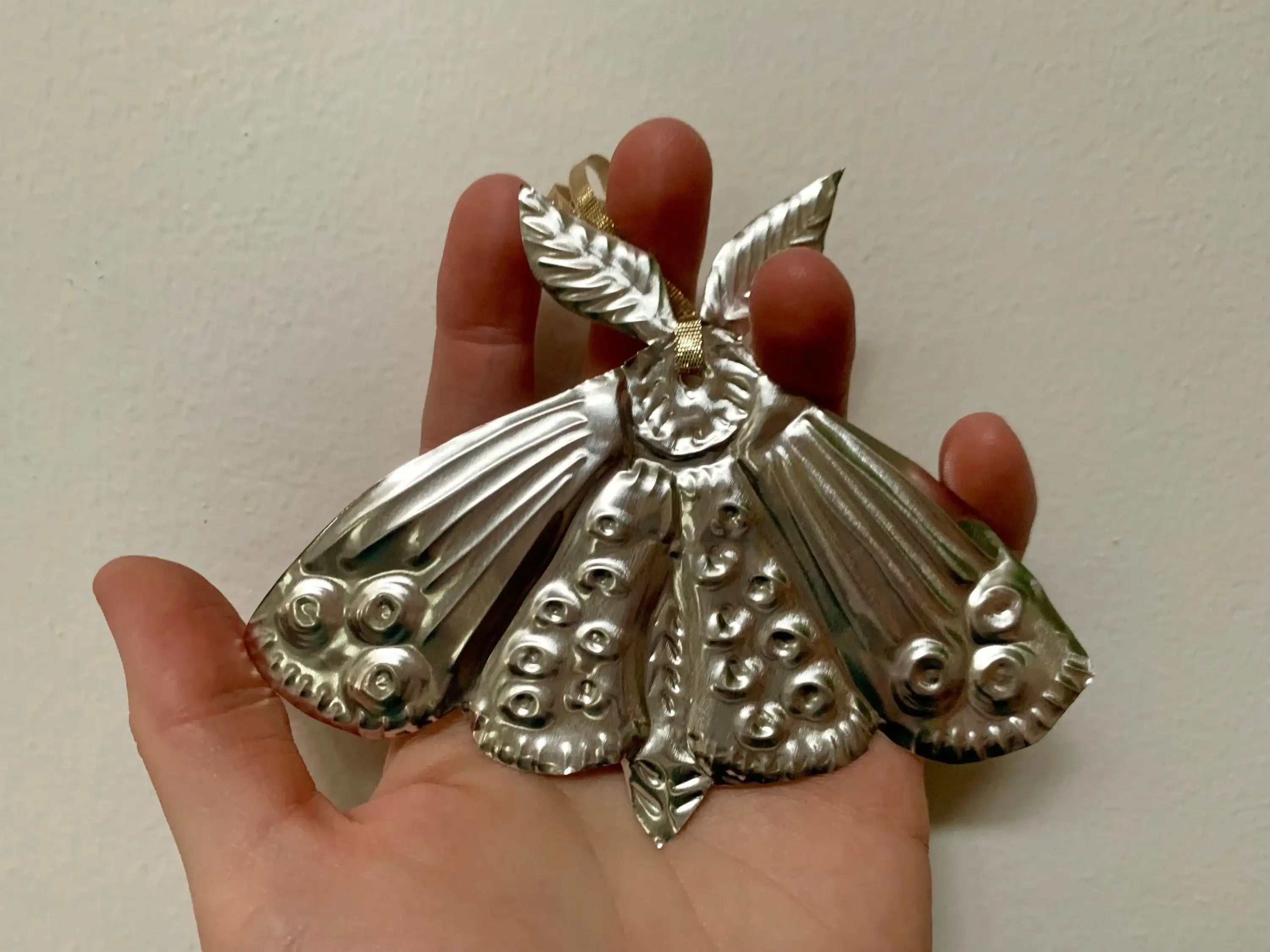 Moth Handmade Embossed Pressed Copper or Tin Wall Decoration
