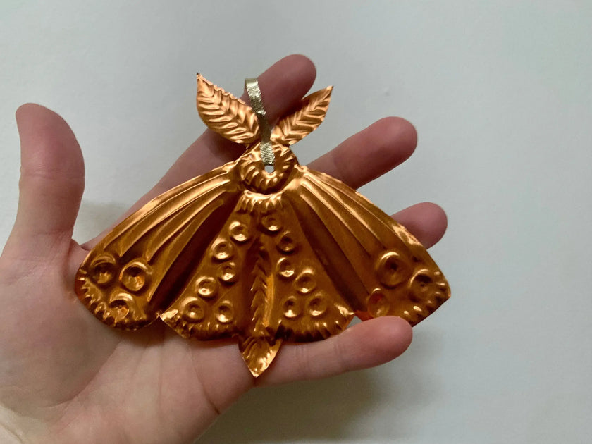 Moth Handmade Embossed Pressed Copper or Tin Wall Decoration