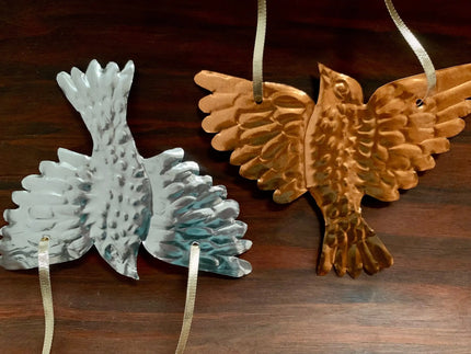 Bird Handmade Embossed Pressed Copper or Tin Wall Decoration in Folk art style