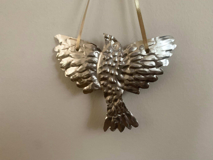 Bird Handmade Embossed Pressed Copper or Tin Wall Decoration in Folk art style