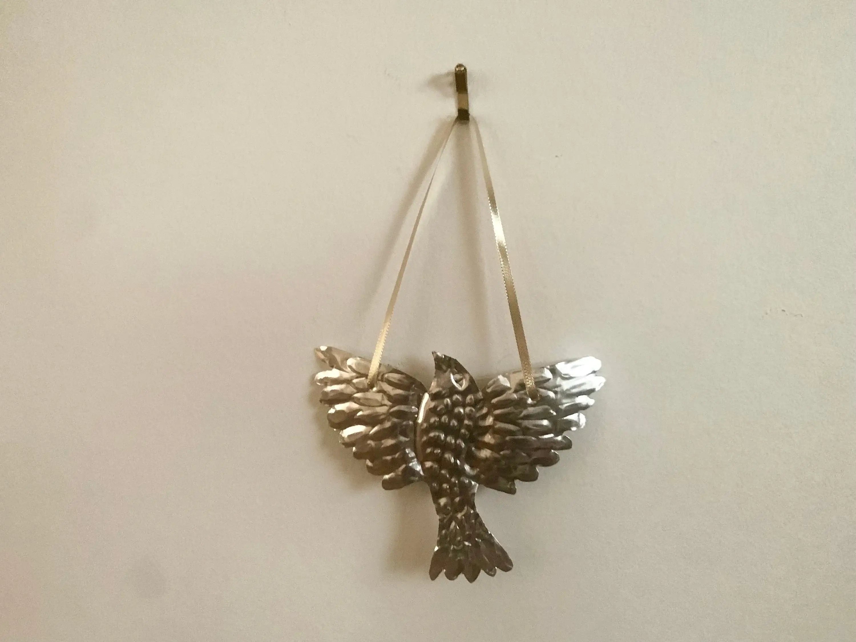 Bird Handmade Embossed Pressed Copper or Tin Wall Decoration in Folk art style