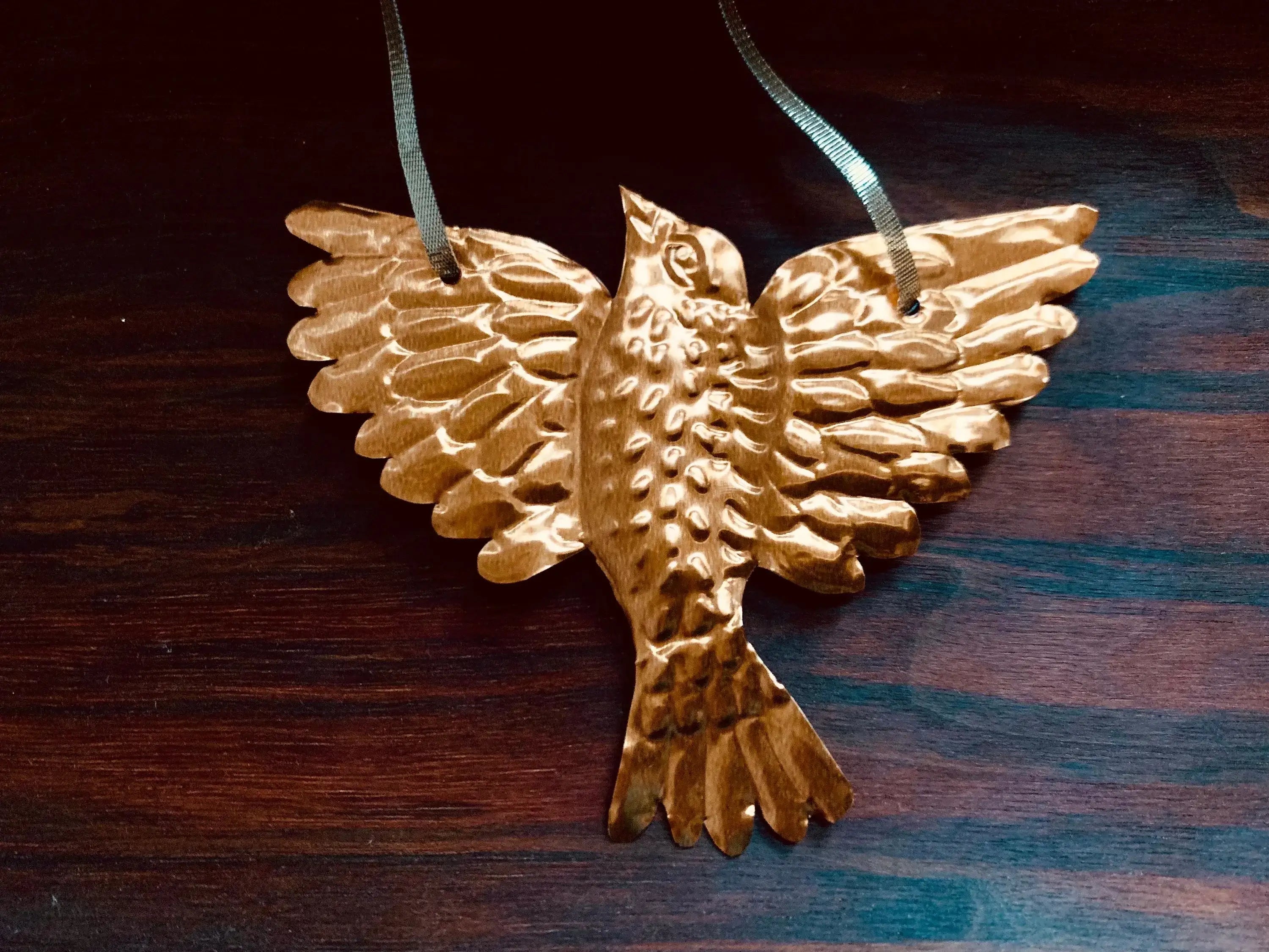 Bird Handmade Embossed Pressed Copper or Tin Wall Decoration in Folk art style