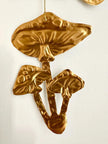 Embossed gold tin Crow and Mushrooms- hand pressed foil hanging decoration