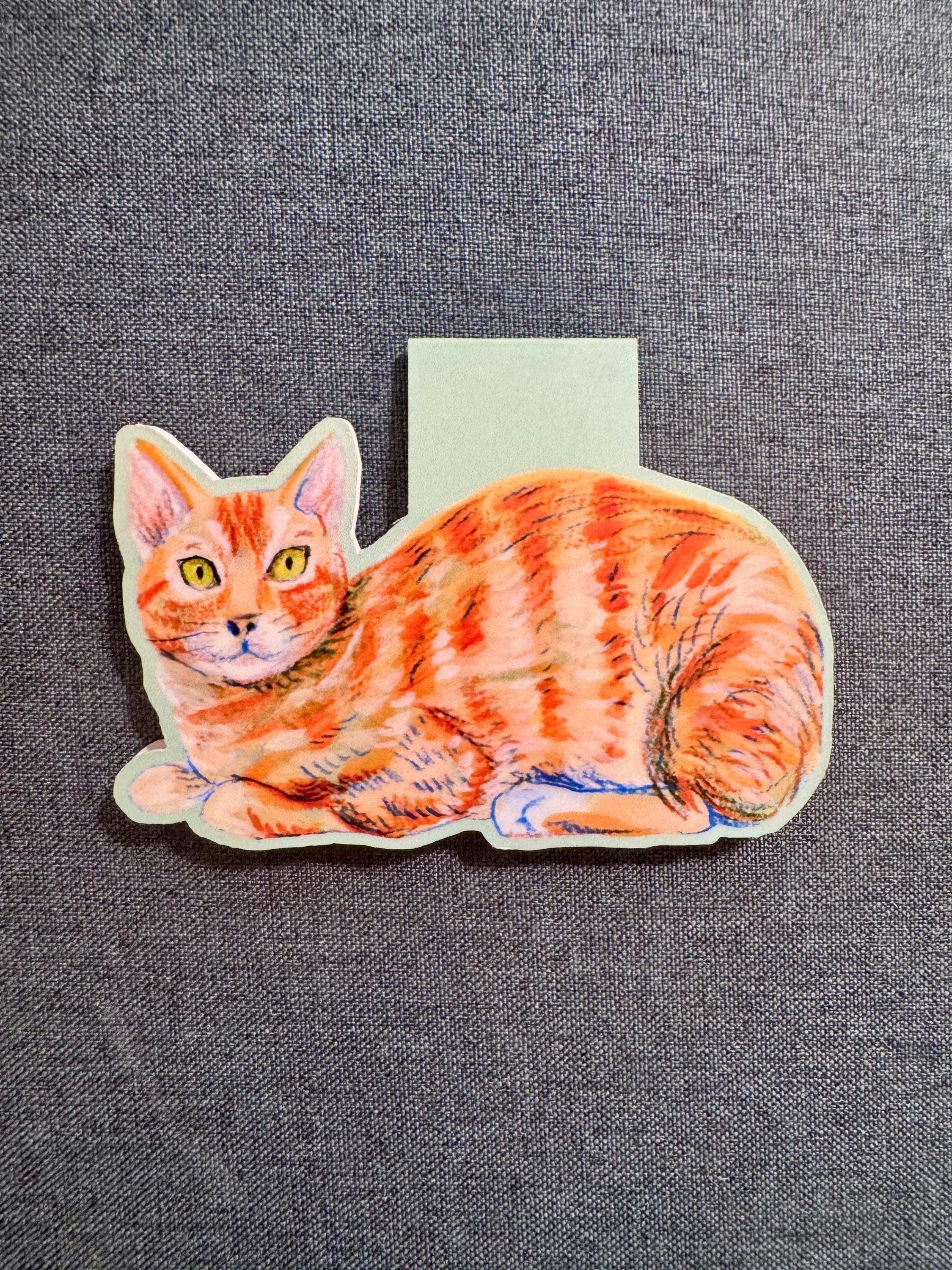 Illustrated Cats Magnetic Bookmarks - set of 3 handmade bookmarks