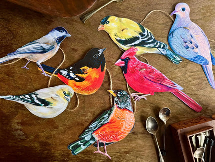 Song Birds illustrated paper garland - Thread Your Own bird bunting art banner - bird watcher gift