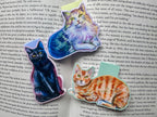 Illustrated Cats Magnetic Bookmarks - set of 3 handmade bookmarks