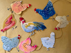Chicken garland - illustrated paper garland - pet hens and a rooster art banner - chicken gifts - chicken party decor