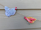 Chicken garland - illustrated paper garland - pet hens and a rooster art banner - chicken gifts - chicken party decor