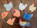 Chicken garland - illustrated paper garland - pet hens and a rooster art banner - chicken gifts - chicken party decor