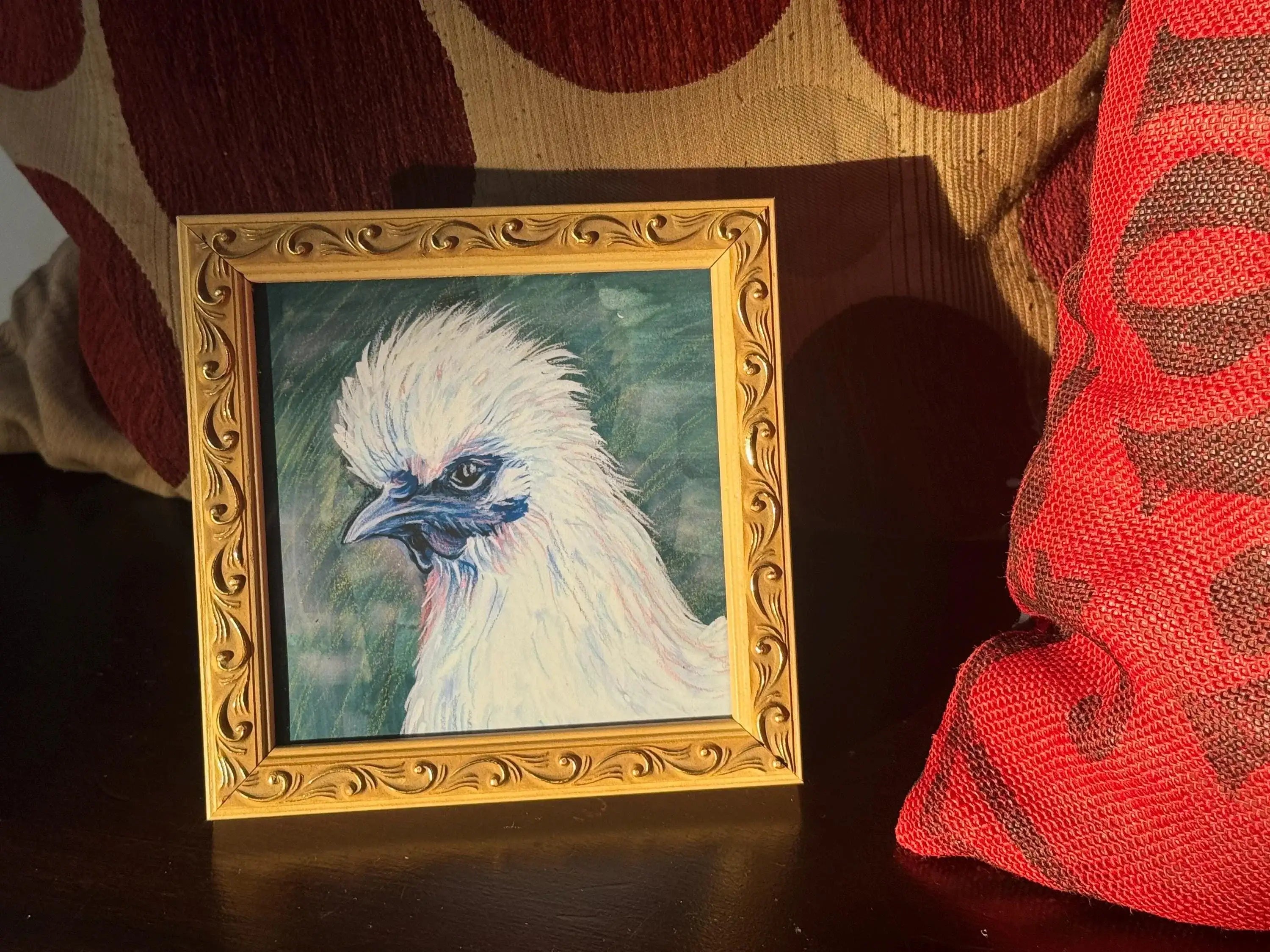 Silkie Chicken Art Print: Fluffy White Chicken Illustration