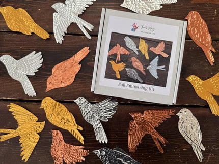 Birds Metal Foil Garland Embossing Kit - DIY embossed metal craft kit - makes tin garland, ornaments, and decorations - crafting party kit