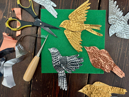 Birds Metal Foil Garland Embossing Kit - DIY embossed metal craft kit - makes tin garland, ornaments, and decorations - crafting party kit