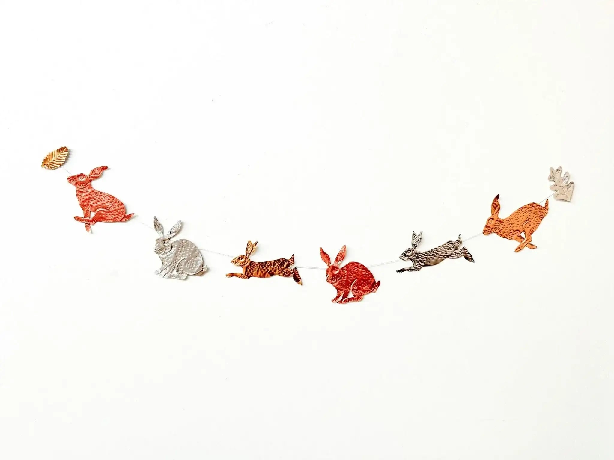 Rabbits DIY Tin Embossing Kit - DIY embossed metal foil craft kit - makes tin garland, ornaments & decorations - Easter crafting party kit