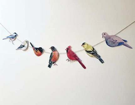 Song Birds illustrated paper garland - Thread Your Own bird bunting art banner - bird watcher gift