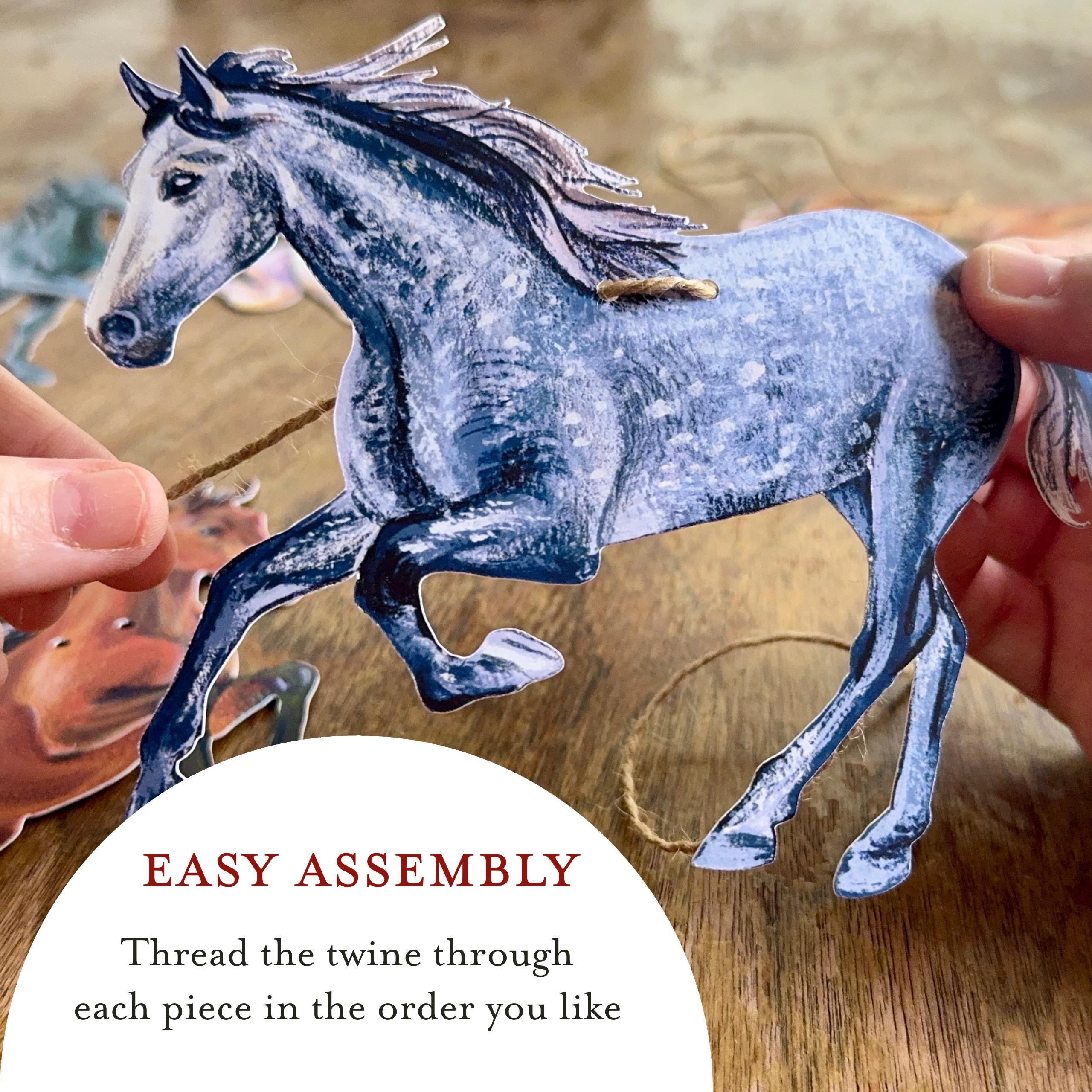 Horse Garland - illustrated paper garland - equestrian party decor - horse lover gift - horse nursery - cowgirl gift