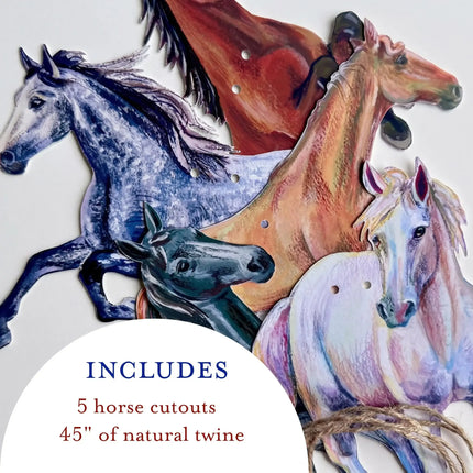 Horse Garland - illustrated paper garland - equestrian party decor - horse lover gift - horse nursery - cowgirl gift