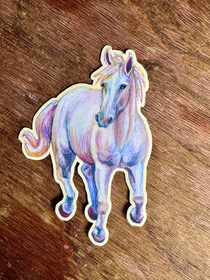 White Horse Sticker, Running Horse Decal for Water Bottle Laptop Journal, Equestrian Vinyl Sticker Gift for Cowgirl Western Lover