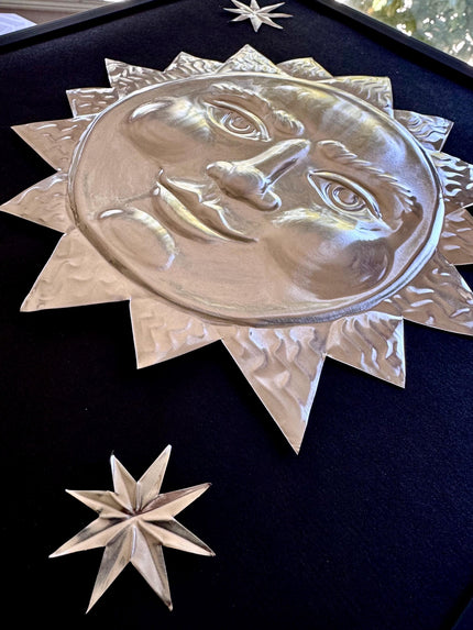 RESERVED - Hand Embossed Tin Stars and Clouds - 5 stars and 5 clouds