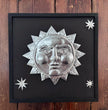 Hand Embossed Tin Sun Decoration: Celestial Wall Accent - , 12x12 Framed Sun and Stars, Folk Art Aluminum Decoration