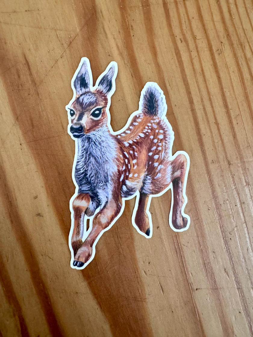 Spotted Fawn Sticker, Baby Deer Illustration Vinyl Sticker, Woodland Animal Decal for Laptop, Water Bottle & Journal, Nature Lover Gift