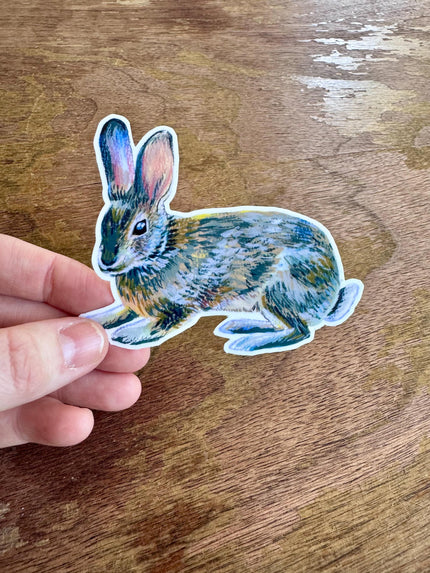 Peaceful Bunny Sticker, Wild Rabbit Illustration Vinyl Sticker, Woodland Animal Decal Laptop, Water Bottle, Journal, Cottagecore Nature Gift