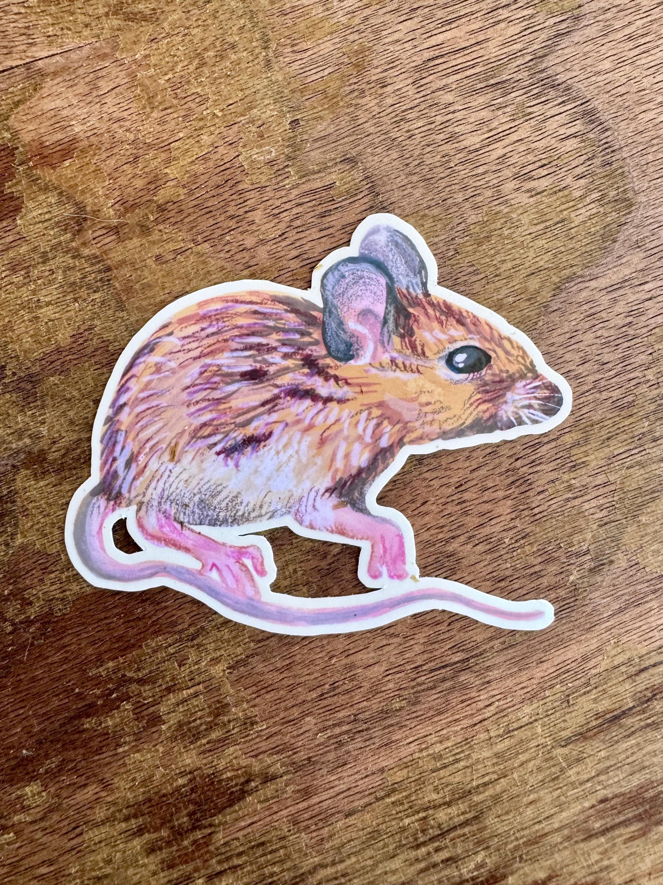 Field Mouse Sticker-Brown Mouse Illustration Vinyl Sticker, Woodland Animal Laptop, Water Bottle Decal, Cute Mouse Sticker for Nature Lovers