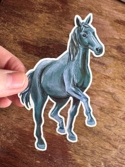 Black Horse Sticker, Running Horse Decal for Water Bottle Laptop Journal, Equestrian Vinyl Sticker Gift for Cowgirl Western Lover