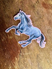 Dapple Grey Running Horse Sticker, Running Horse Decal for Water Bottle Laptop Journal, Equestrian Vinyl Sticker Gift for Western Lover