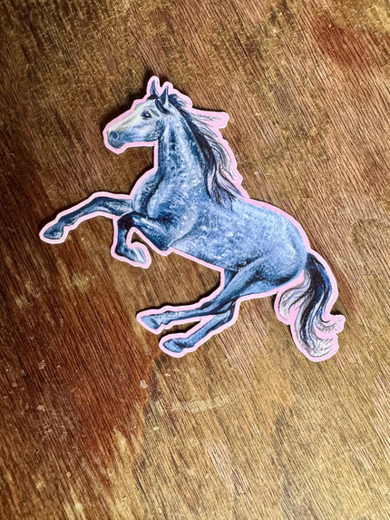 Dapple Grey Running Horse Sticker, Running Horse Decal for Water Bottle Laptop Journal, Equestrian Vinyl Sticker Gift for Western Lover