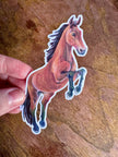 Bay Horse Sticker, Running Horse Decal for Water Bottle Laptop Journal, Equestrian Vinyl Sticker Gift for Cowgirl Western Lover