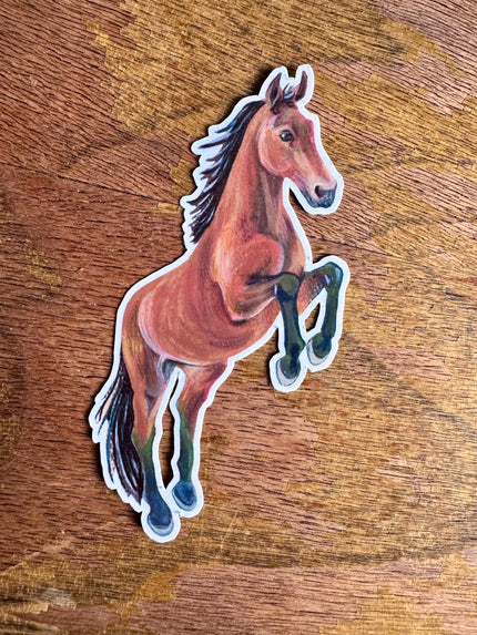 Bay Horse Sticker, Running Horse Decal for Water Bottle Laptop Journal, Equestrian Vinyl Sticker Gift for Cowgirl Western Lover