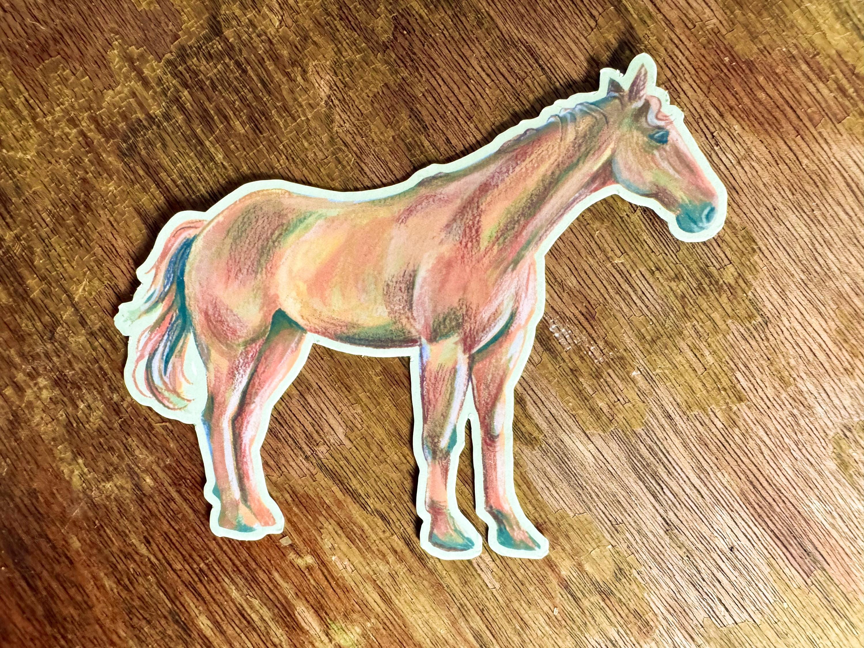 Dun Horse Sticker, Running Horse Decal for Water Bottle Laptop Journal, Equestrian Vinyl Sticker Gift for Cowgirl Western Lover