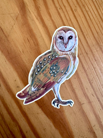 Barn Owl Sticker, Hand Illustrated Owl Vinyl Sticker, Woodland Bird Decal for Laptop, Water Bottle & Journal, Owl Lover Nature Gift