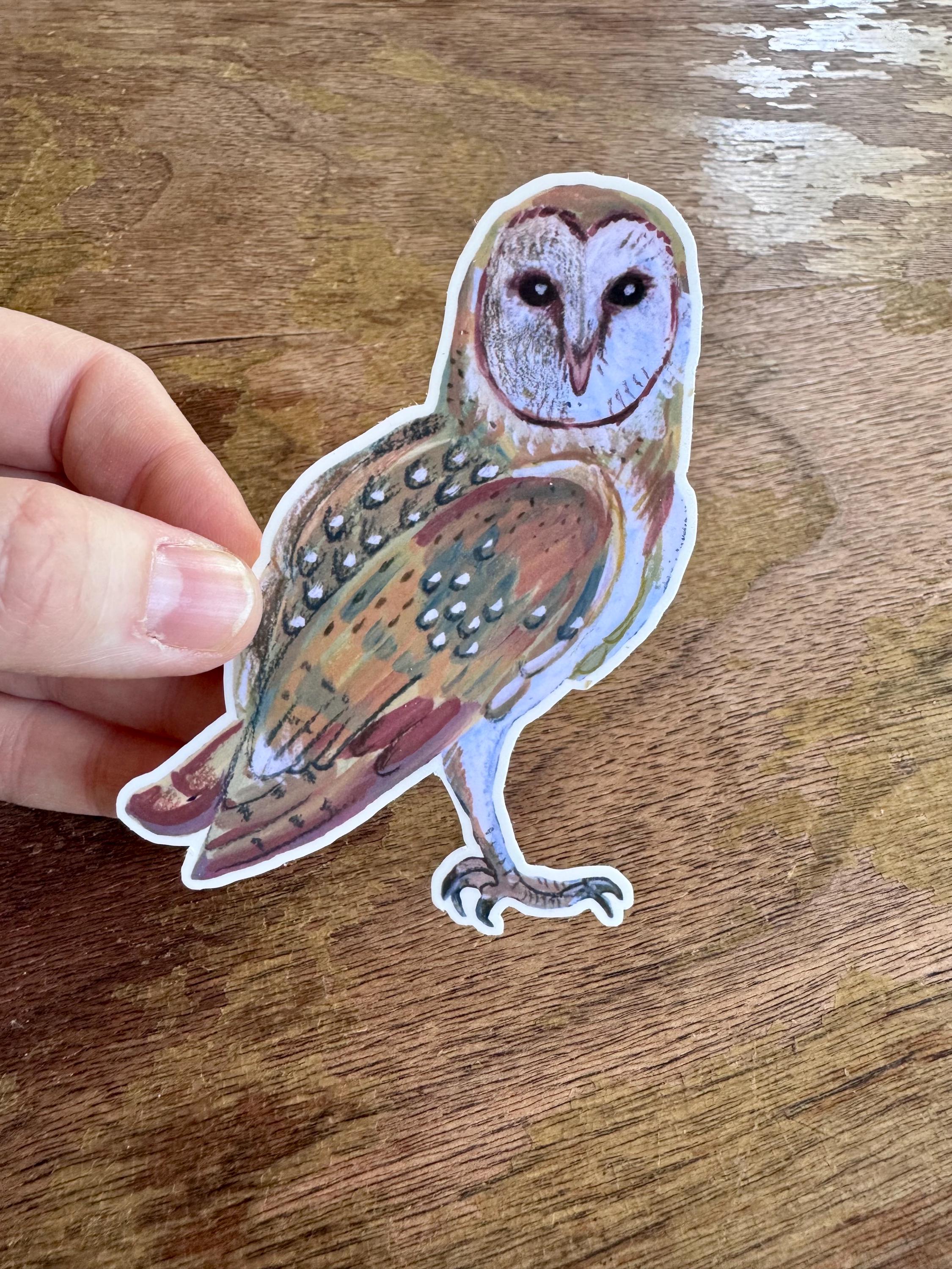 Barn Owl Sticker, Hand Illustrated Owl Vinyl Sticker, Woodland Bird Decal for Laptop, Water Bottle & Journal, Owl Lover Nature Gift